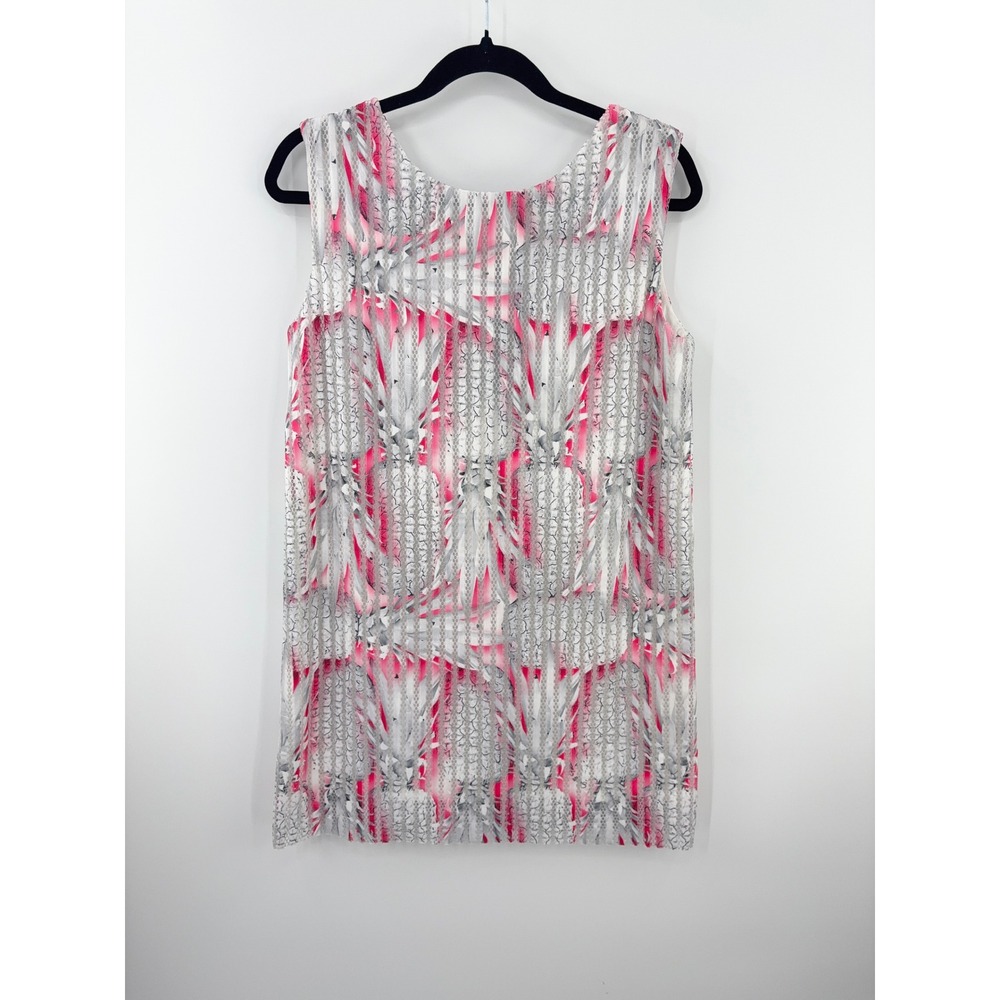B28 Gaelle Paris Mini Dress Womens 1‎ Small Pineapple Print Lace Overlay Shift